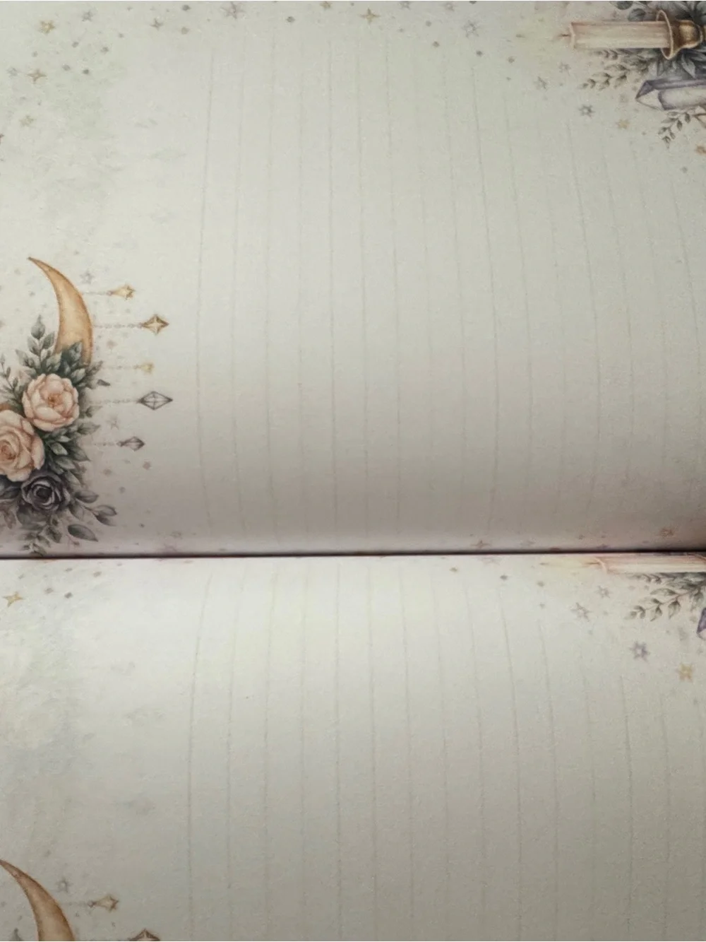 Starry Candle & Moon Floral Lined Notepad - White Background